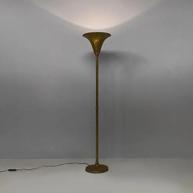 Mid-Century Modern Italian Art Deco Style Brass Floor Lamp, 1940s For Sale - Image 14 of 16