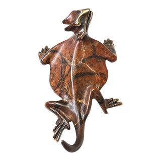 1980s Michael Storey Metal Sculpture Lizard Shelf or Wall Hanging For Sale