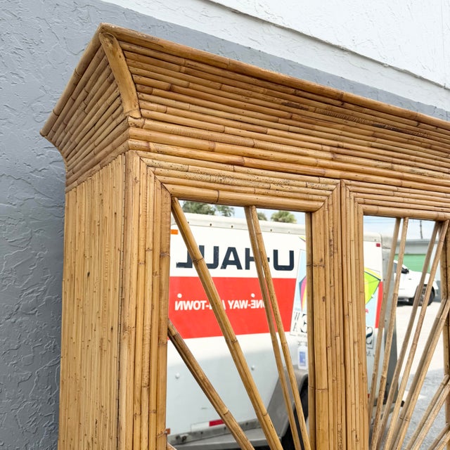 Vintage Boho Chic Penciled Mirrored Starburst Armoire For Sale In West Palm - Image 6 of 10