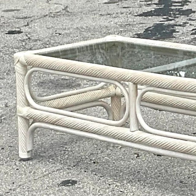 Vintage Coastal Cerused Pencil Reed Coffee Table For Sale - Image 9 of 14