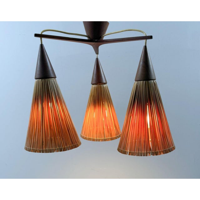 Wood Large Ceiling Lamp by Ib Fabiansen for Fog & Mørup, Denmark, 1960s For Sale - Image 7 of 15