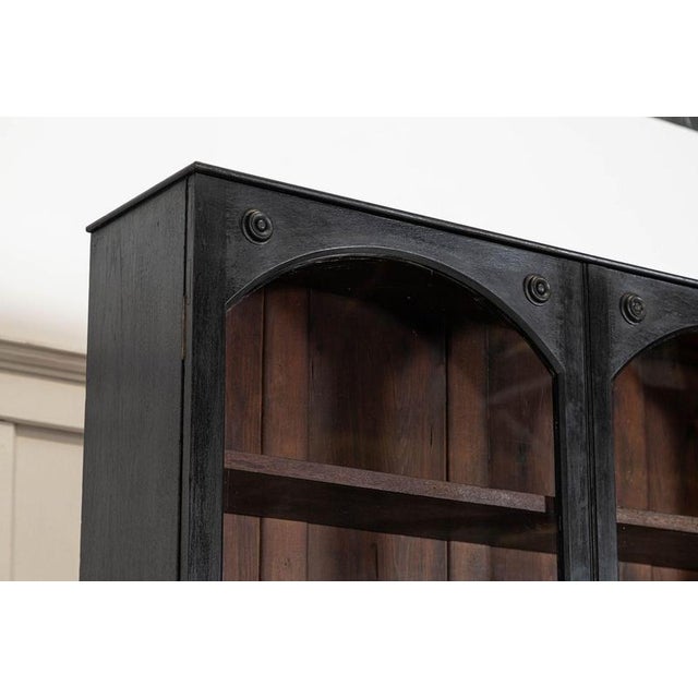Wood Antique English Ebonised Mahogany Glazed Bookcase, 1880 For Sale - Image 7 of 17