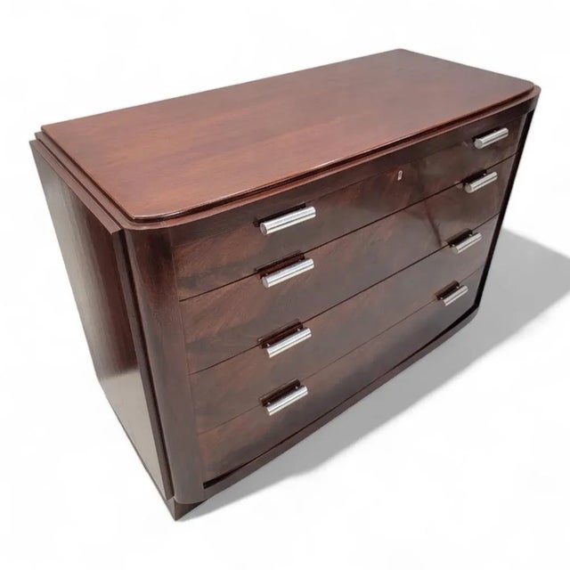 Ralph Lauren Art Deco Style Flame Mahogany Chests of Drawers by Ralph Lauren - Pair For Sale - Image 4 of 6