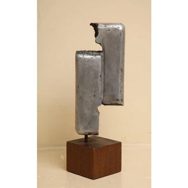 Wood 1972 "Closed Column" Contemporary Abstract, Silver Gray Aluminum Sculpture by Gerald Siciliano For Sale - Image 7 of 11