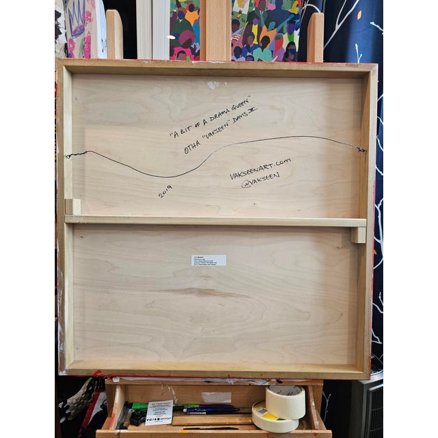 Brick Red "A Bit of a Drama Queen" Acrylic on Wood Original Art by Vakseen For Sale - Image 8 of 12