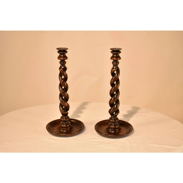 Brown Pair of 19th Century Tall English Candlesticks For Sale - Image 8 of 8