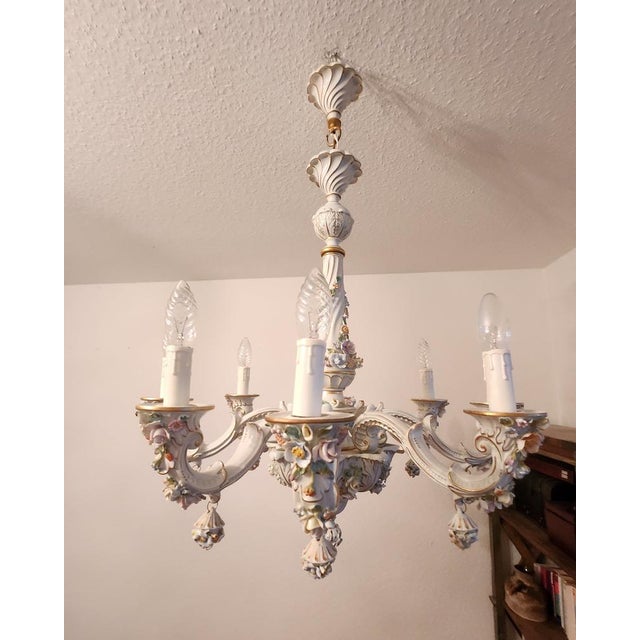 Hand-Shaped Chandelier in Porcelain from Capodimonte, 1960s For Sale - Image 13 of 18