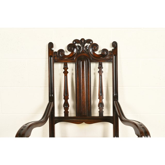 Wood Berkey & Gay Antique English Jacobean Carved Walnut Dining Chairs, Set of Six For Sale - Image 7 of 14