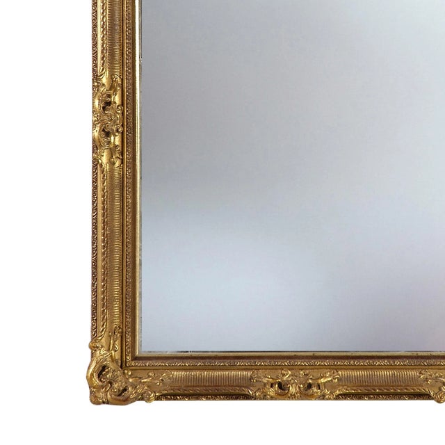 Hollywood Regency Gold Hand-Carved Wooden Mirror, 1970s For Sale - Image 3 of 5
