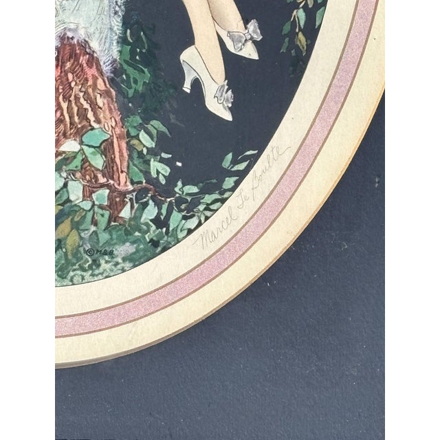 Art Deco 1920's Framed French Artwork "Lovers Message" by Marcel Le Boulte For Sale - Image 3 of 8
