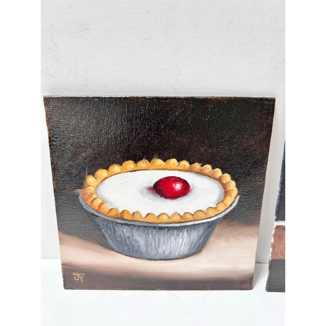 Pair of Original Dessert Still Life Paintings by Jane Palmer Tart Cupcake For Sale - Image 4 of 10
