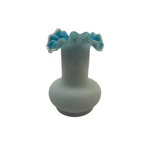 Traditional Late 19th Century Blue Art Glass Vase For Sale - Image 3 of 14