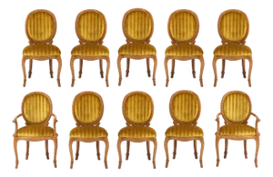 1980's Twisted Rope Wood Dining Chairs From Spain in Italian Velvet Upholstery Set of 10