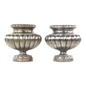 Vintage Cast Iron Urn Pots - Pair