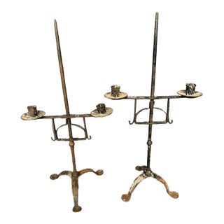 Pair of French Wrought Iron Candelabras, Circa 1850 For Sale