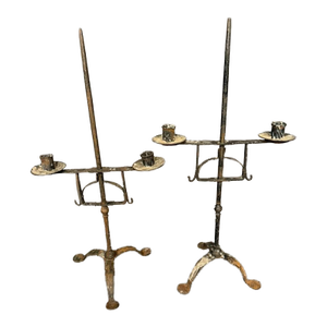 Pair of French Wrought Iron Candelabras, Circa 1850