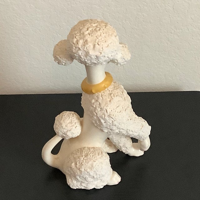 Ceramic Vintage Large Ceramic French Poodle With Collar Figurine Statue For Sale - Image 7 of 13