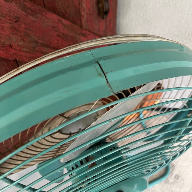 Vintage Emerson Seabreeze Electric Fan Turquoise Metal Frame 24" For Sale - Image 9 of 18