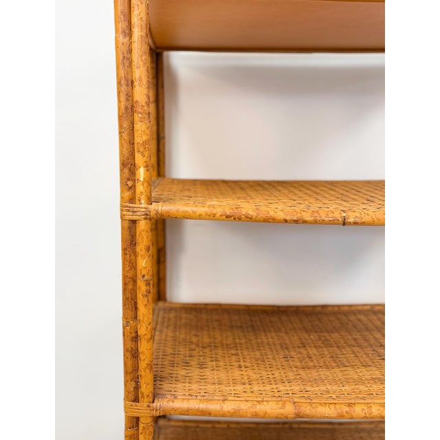 Vintage Coastal Hollywood Regency Tortoise Bamboo Shelf, Wicker Shelving For Sale - Image 13 of 14