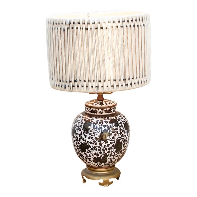 Vintage Midnight Floral Blossom Table Lamp For Sale