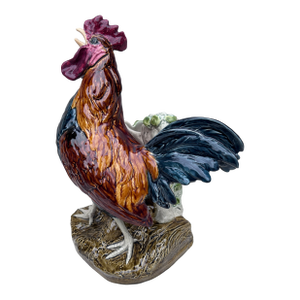 19th Century Majolica Rooster Vase Choisy Le Roi by Carrier Belleuse