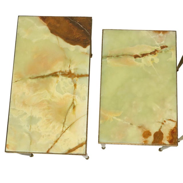 Nesting Tables in Onyx Marble and Copper, France, 1950s, Set of 3 For Sale - Image 13 of 15