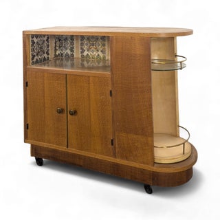 Serving Bar Cart in Oak and Sycamore Veneer, 1950s For Sale