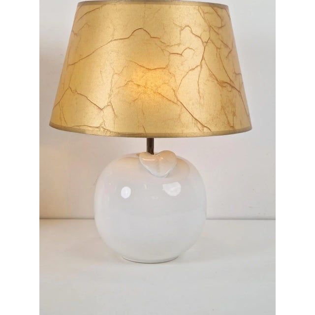 1970s Vintage White Ceramic Apple Table Lamp, 1970s, Set of 2 For Sale - Image 5 of 8