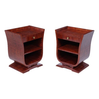 Art Deco French Tulip-Form Bedside Cabinets in Bubinga, 1925, Set of 2 For Sale