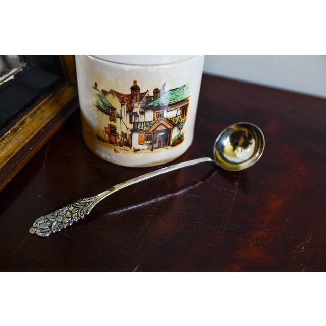 Vintage Arias Peru Sterling Silver Sugar or Condiment Spoon, Floral Repousse, 6.5 Inch For Sale - Image 11 of 15