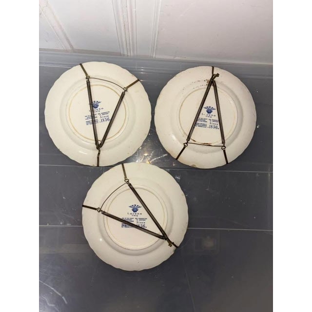 Antique cobalt blue hanging lava stone plates, circumference 20 cm, height 2 cm