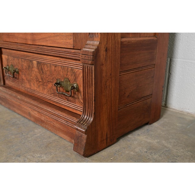 Herter Brothers Style Antique Eastlake Victorian Carved Burled Walnut Bookcase, Circa 1880s For Sale - Image 9 of 13