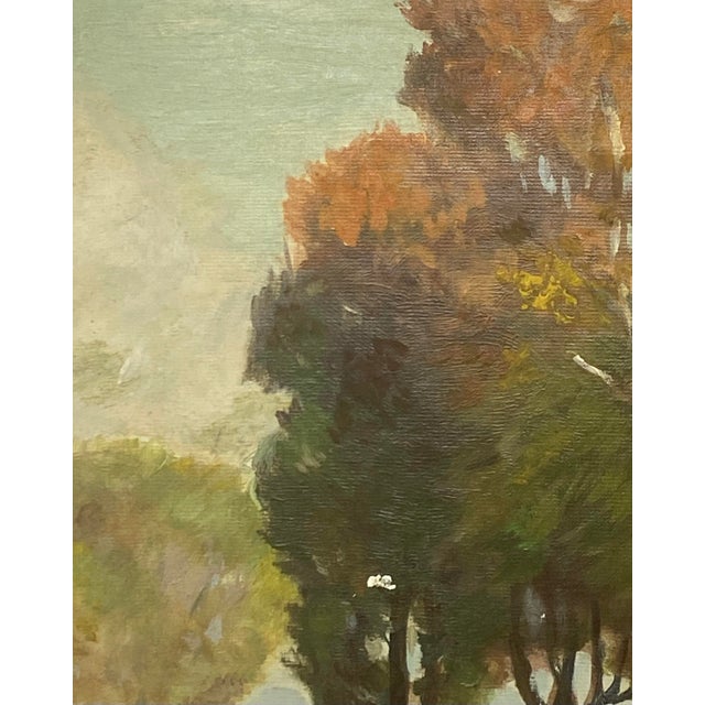 Mid 20th Century Gold Wood Framed Oil on Board “Rustic Landscape” by Artist T. H. Hayward For Sale - Image 4 of 12