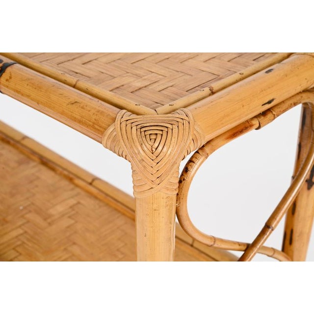 French Riviera Étagère or Console Table in Bamboo and Rattan, Italy, 1970s For Sale - Image 4 of 13