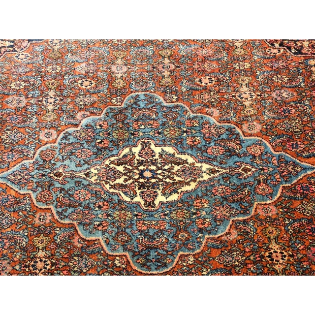 Early 1900s Persian Bibikabad Rug, Hand-Knotted Herati Geometric Pattern, Rust Red & Blue, 9’ X 12’ For Sale - Image 9 of 12