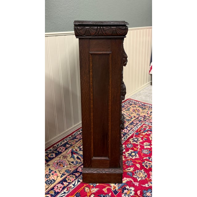 Antique French Pair of Renaissance Carved Bookcases Display Cabinets Oak c.1900 For Sale - Image 12 of 18