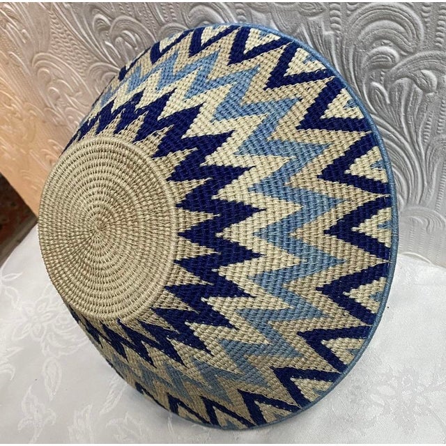 Tribal 1980s Vintage Hand Woven Chevron Native American Style Tribal Basket For Sale - Image 3 of 9