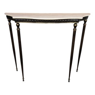 Mid-Century Modern Italian Brass Console Table with White Marble Top, 1950s For Sale