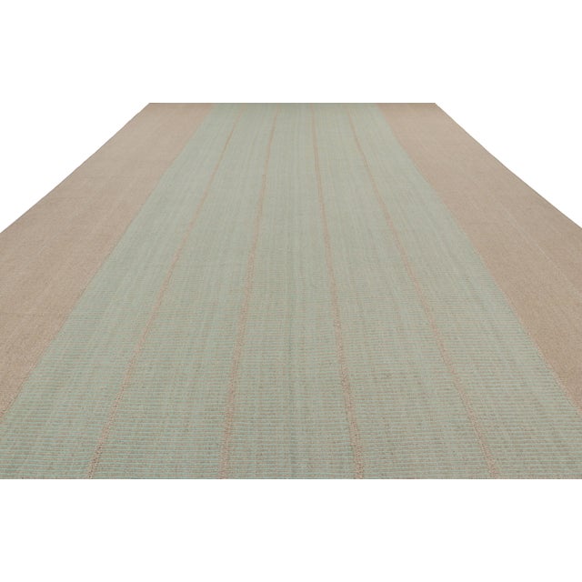 2010s Rug & Kilim’s Oversized Modern Kilim With Textural Beige and Mint Green Stripes For Sale - Image 5 of 9