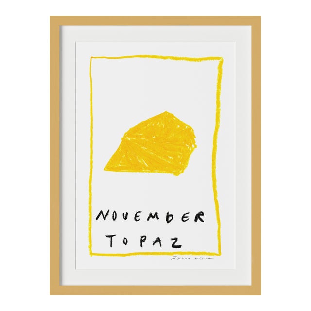 November Topaz Birthstone Print by Tatiana Alida in Gold Frame For Sale