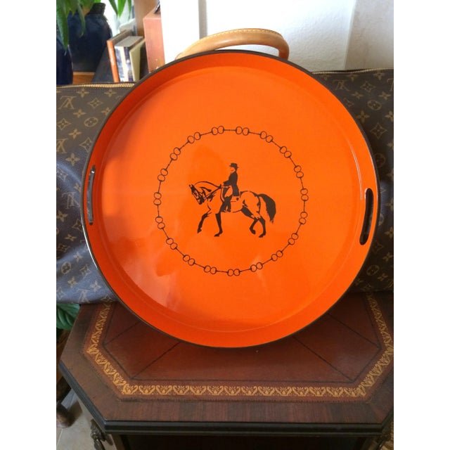 HermesInspired Orange Equestrian Serving Tray Chairish