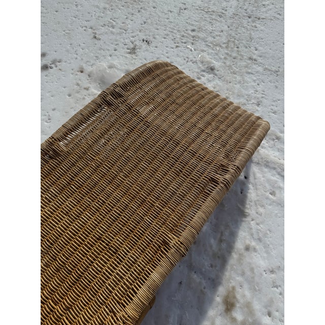 Vintage 1970s Coastal Modern Italian Rattan Chaise Lounge For Sale - Image 11 of 12
