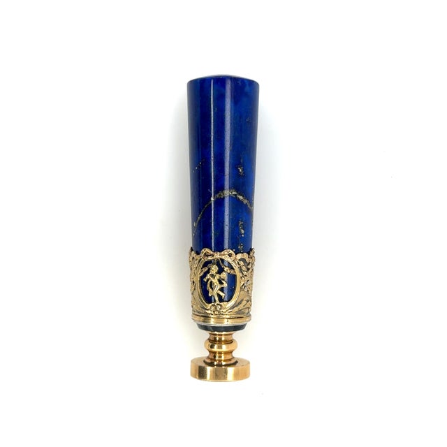 19th Century 18k Yellow Gold, Vermil Sterling Silver, Lapis & Blood Stone Wax Seal For Sale In Los Angeles - Image 6 of 7