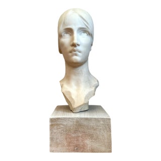 Vintage Carved Marble Head Sculpture For Sale