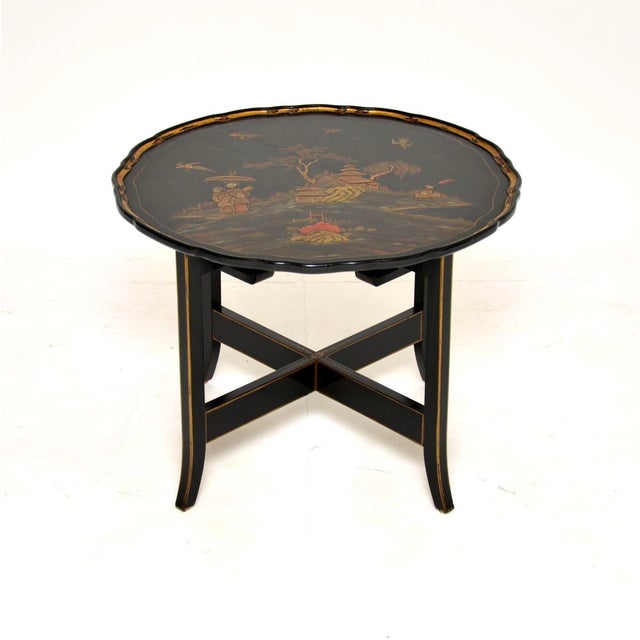 1920s Antique Chinoiserie Lacquered Nesting Tables, 1920s, Set of 5 For Sale - Image 5 of 14