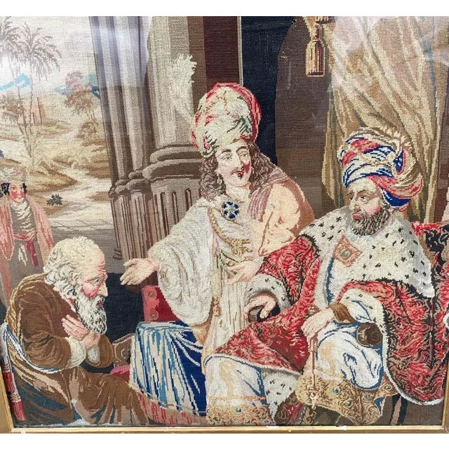 19th Century European Needlepoint of a Biblical Scene For Sale - Image 3 of 6