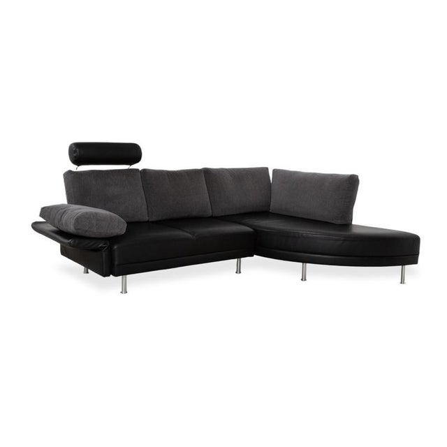 Divanetta Fabric Leather Corner Sofa from Brühl For Sale - Image 4 of 18
