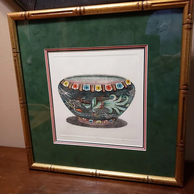 1960s Vintage "Chinese Bowl Ii" Dan Mitra Frame Signed & Numbered Print For Sale - Image 5 of 8