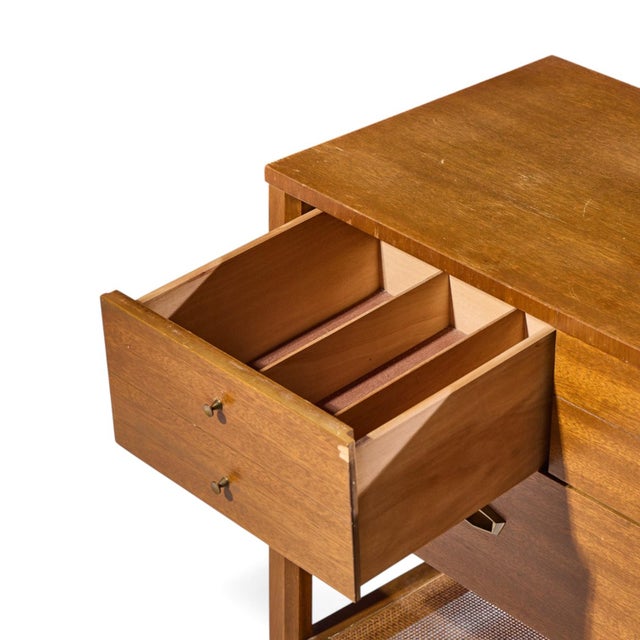 Wood John Keal for Brown Saltman Style Mid Century Mahogany and Cane Console Credenza For Sale - Image 7 of 11