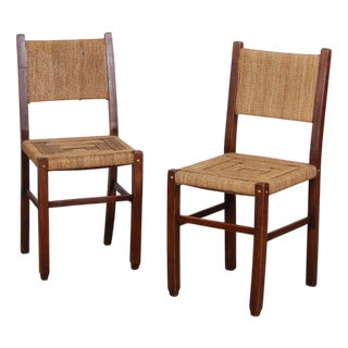Rustic Wooden and Rope Chairs, 1940s, Set of 2 For Sale